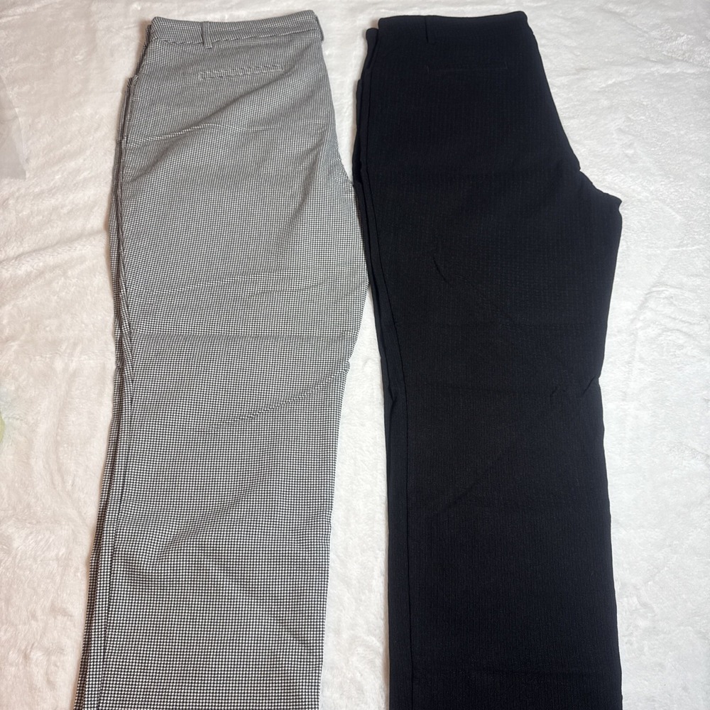 Hilary Radley Womens XXL Mid Rise Slim Leg Pants Bundle Houndstooth Black 2pk